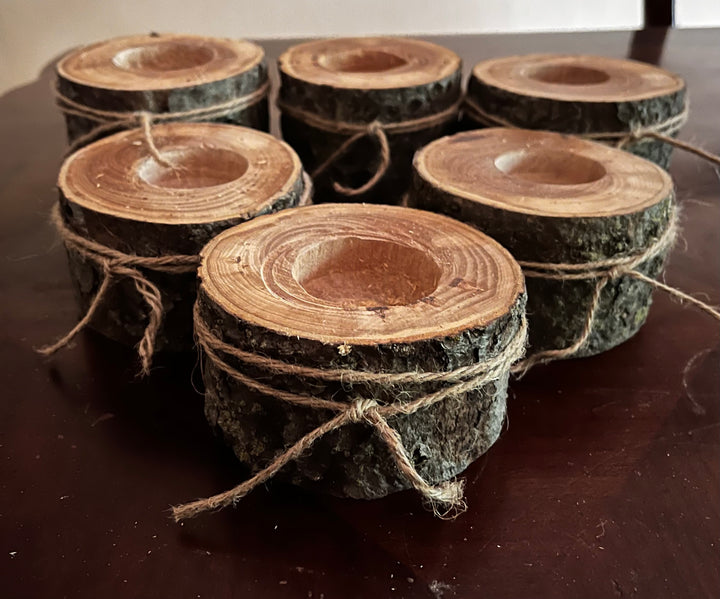 Wooden Tea cup Candle Holders