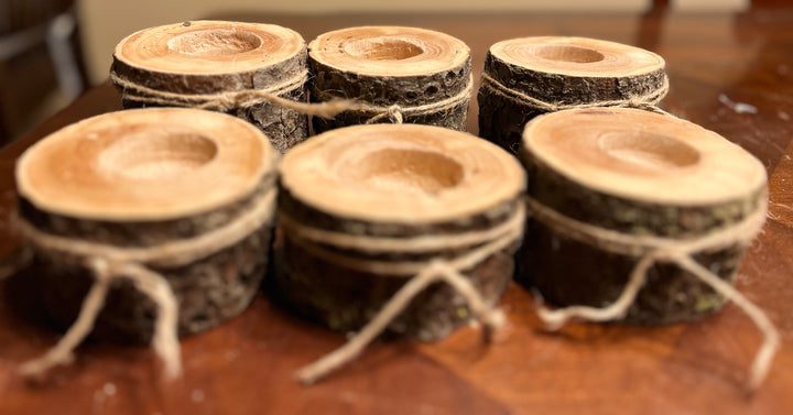 Wooden Tea cup Candle Holders